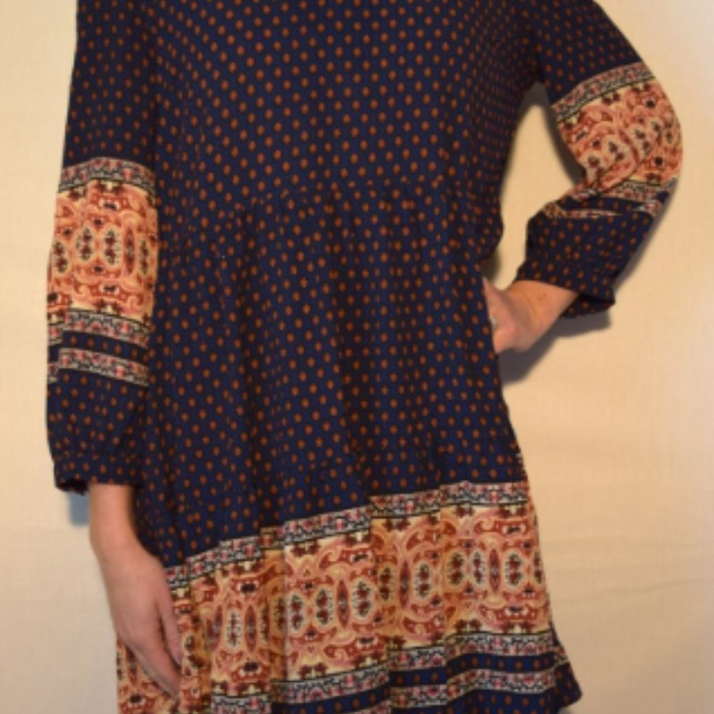 Cute Boho polka dot babydoll dress size S